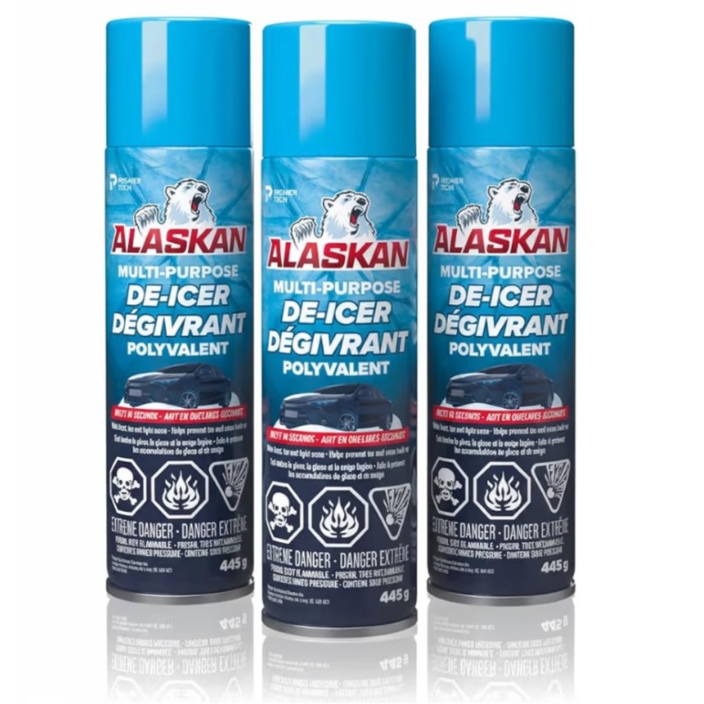 ALASKAN Windshield De-icer Spray, Ice & Frost Remover Winter Car Care 3x445 g